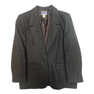 VINTAGE Pendleton Blazer Women 14 Gray Classic Virgin Wool Flannel Jacket